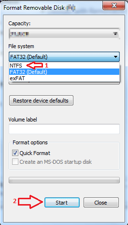 Format File System Options